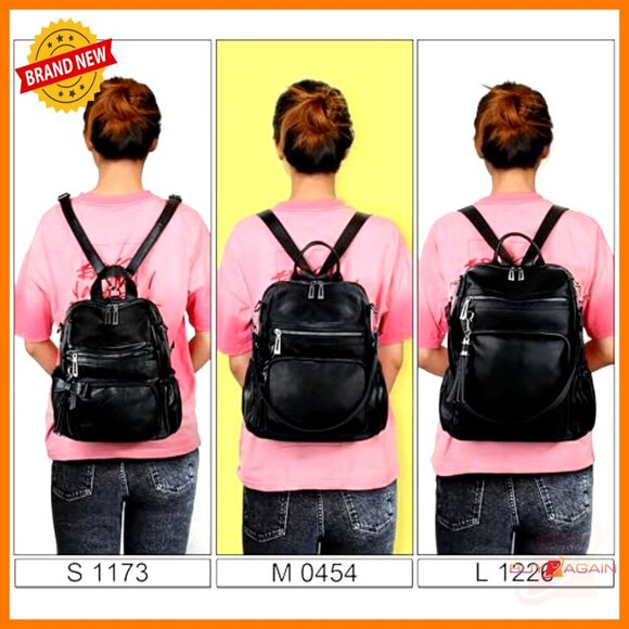 Large Vegan Leather Backpack with Laptop Compartment and Multiple Pockets main image 4
